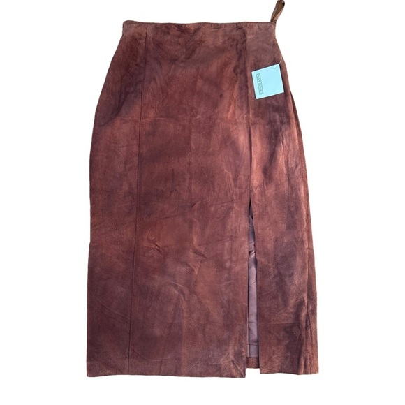 Evan Davies Womens Dark‎ Brown Suede Leather Maxi Skirt With Front Split Size 14 - Picture 13 of 13